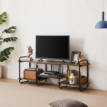 Load image into Gallery viewer, Modern Industrial Metal Wood Entertainment Center TV Stand for TV up to 60-inch