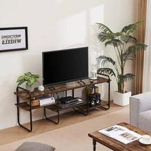 Load image into Gallery viewer, Modern Industrial Metal Wood Entertainment Center TV Stand for TV up to 60-inch