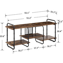 Load image into Gallery viewer, Modern Industrial Metal Wood Entertainment Center TV Stand for TV up to 60-inch