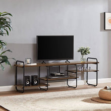 Load image into Gallery viewer, Industrial Modern Metal Wood Entertainment Center TV Stand for TV up to 75-inch