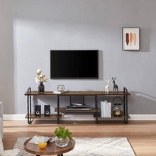 Load image into Gallery viewer, Industrial Modern Metal Wood Entertainment Center TV Stand for TV up to 75-inch