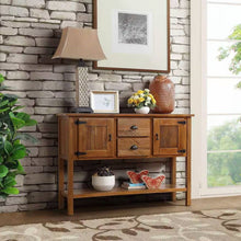Load image into Gallery viewer, Solid Wood Farmhouse Console Table Buffet Cabinet with Storage Drawers in Brown