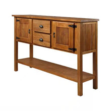 Load image into Gallery viewer, Solid Wood Farmhouse Console Table Buffet Cabinet with Storage Drawers in Brown