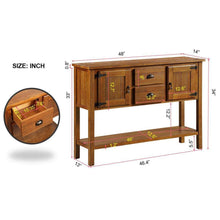 Load image into Gallery viewer, Solid Wood Farmhouse Console Table Buffet Cabinet with Storage Drawers in Brown
