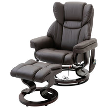 Load image into Gallery viewer, Adjustable Brown Faux Leather Remote Massage Recliner Chair w/ Ottoman