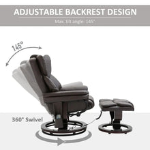 Load image into Gallery viewer, Adjustable Brown Faux Leather Remote Massage Recliner Chair w/ Ottoman
