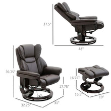 Load image into Gallery viewer, Adjustable Brown Faux Leather Remote Massage Recliner Chair w/ Ottoman