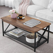 Load image into Gallery viewer, Modern Classic Metal Wood Coffee Table with Bottom Storage Shelf