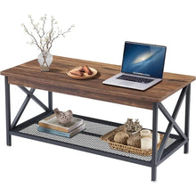 Load image into Gallery viewer, Modern Classic Metal Wood Coffee Table with Bottom Storage Shelf