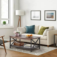 Load image into Gallery viewer, Modern Classic Metal Wood Coffee Table with Bottom Storage Shelf