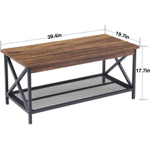 Load image into Gallery viewer, Modern Classic Metal Wood Coffee Table with Bottom Storage Shelf