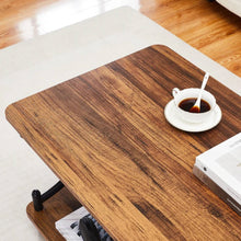 Load image into Gallery viewer, Modern Industrial Black Metal Brown Wood Coffee Table with Lower Storage Shelf