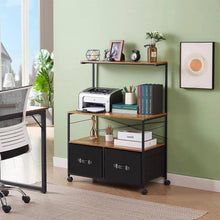 Load image into Gallery viewer, Industrial Metal Wood Printer Stand File Cabinet with Fabric Drawers