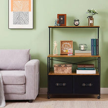Load image into Gallery viewer, Industrial Metal Wood Printer Stand File Cabinet with Fabric Drawers