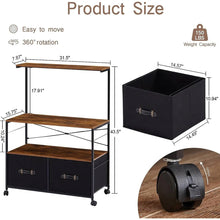 Load image into Gallery viewer, Industrial Metal Wood Printer Stand File Cabinet with Fabric Drawers
