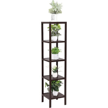 Load image into Gallery viewer, Brown Bamboo Wood 4-Shelf Versatile Storage Unit Rack Narrow Bookcase