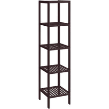 Load image into Gallery viewer, Brown Bamboo Wood 4-Shelf Versatile Storage Unit Rack Narrow Bookcase