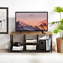 Load image into Gallery viewer, Industrial Modern Metal Wood TV Stand with Media Storage Shelf