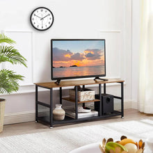 Load image into Gallery viewer, Industrial Modern Metal Wood TV Stand with Media Storage Shelf