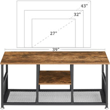 Load image into Gallery viewer, Industrial Modern Metal Wood TV Stand with Media Storage Shelf