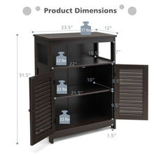 Load image into Gallery viewer, Brown Farmhouse Bathroom Linen Cabinet with Louvered Doors and Open Shelf
