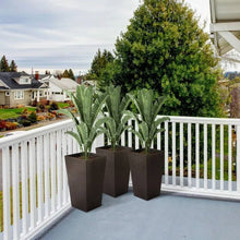 Load image into Gallery viewer, Set of 3 - Brown Faux Rattan Plastic Tall Large Flower Pots