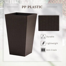 Load image into Gallery viewer, Set of 3 - Brown Faux Rattan Plastic Tall Large Flower Pots