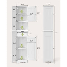 Load image into Gallery viewer, White Bathroom Linen Cabinet Tower with 2 Doors Storage Drawer and Shelf