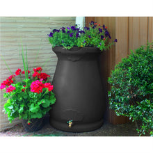 Load image into Gallery viewer, Black 65-Gallon Plastic Urn Rain Barrel with Planter Top