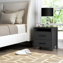 Load image into Gallery viewer, Modern 2-Drawer Nightstand Bedside Table in Black Wood Finish
