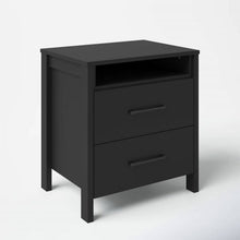 Load image into Gallery viewer, Modern 2-Drawer Nightstand Bedside Table in Black Wood Finish