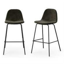Load image into Gallery viewer, Set of 2 - Modern Counter Height Barstool with Low Back Dark Grey Fabric Seat