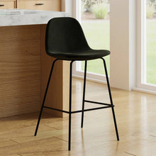 Load image into Gallery viewer, Set of 2 - Modern Counter Height Barstool with Low Back Dark Grey Fabric Seat