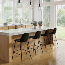 Load image into Gallery viewer, Set of 2 - Modern Counter Height Barstool with Low Back Dark Grey Fabric Seat