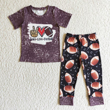 Load image into Gallery viewer, Peace love football kids boy clothing set