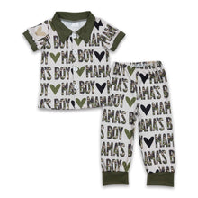 Load image into Gallery viewer, Mama's boy camo short sleeves pajamas kids boy clothes