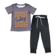 Load image into Gallery viewer, Howdy cowboys black pocket pants boy western clothes