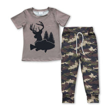 Load image into Gallery viewer, Deer fish top camo pocket pants boy hunting clothes