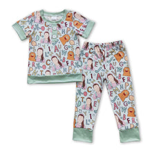 Load image into Gallery viewer, Letters short sleeves teacher kids boy pajamas