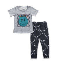 Load image into Gallery viewer, Mama's boy smile shirt bull skull pants kids clothes
