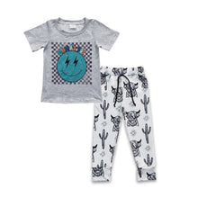 Load image into Gallery viewer, Mama's boy smile shirt highland cow cactus pants kids clothes