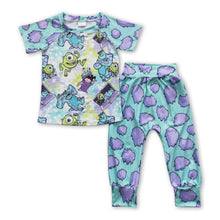 Load image into Gallery viewer, Short sleeves green monster baby boy animal pajamas