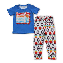 Load image into Gallery viewer, Short sleeves howdy top aztec pants boy outfits