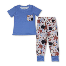 Load image into Gallery viewer, Baseball pocket short sleeves kids boy pajamas