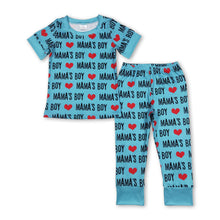 Load image into Gallery viewer, Mama's boy heart short sleeves valentine's pajamas