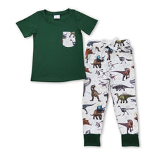 Load image into Gallery viewer, Green pocket top dinosaur pants kids boy outfits