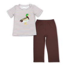 Load image into Gallery viewer, Stripe duck top brown pants boy clothing set