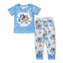 Load image into Gallery viewer, Blue bleached dogs cute kids boys clothes