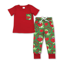 Load image into Gallery viewer, Rawr heart dinosaur pocket top pants boy Valentine's outfits