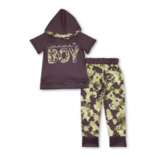Load image into Gallery viewer, Mama's boy hoodie camo pants kids clothing set